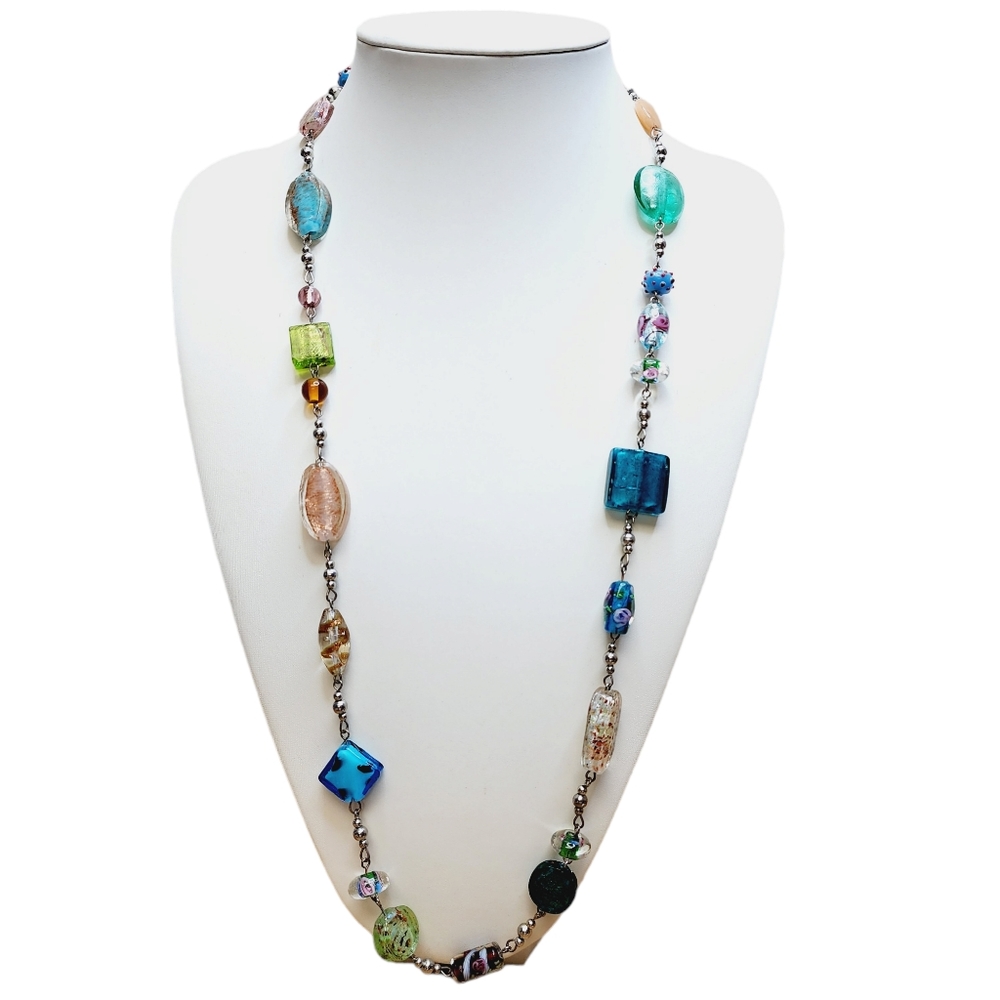 Vintage Premier Designs Glass Bead Multi-Color Necklace‎